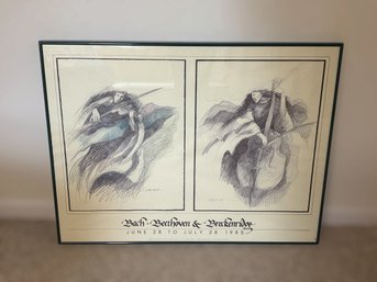 Vintage 1985 Bach Beethoven And Breckenridge Music Festival Framed Poster Art 34 X 26 Inches