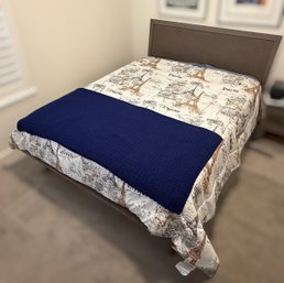 Whittier Wood Furniture Ellison Queen Astoria Sky Finish Panel Bed With Mattress & Bedding