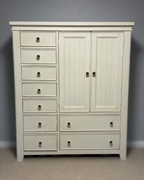 Country Loft Antique White Beadboard Chifferobe Armoire Dresser