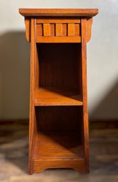 Mission-style Accent Side Table Featuring Two Storage Shelves