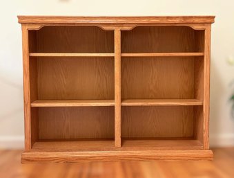 Vintage Solid Golden Oak Double Wide Bookcase