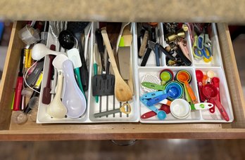 Collection Of Kitchen Utensils, Scissors, Measuring Utensils And More