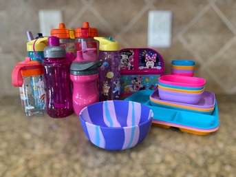 Colorful Childrens Plates, Bowls, Cups And Water Bottles