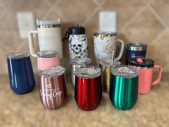 Assortment Of Insulated Tumblers, Mugs And Wine Glasses