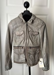 Women's Scully Genuine Leather Distressed Grey Utility Jacket - Size M