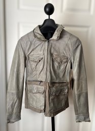 Women's Scully Genuine Leather Distressed Grey Utility Jacket -Size L