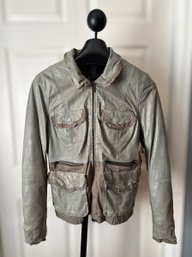 Women's Scully Genuine Leather Distressed Grey Utility Jacket - Size XL - 1 Of 2