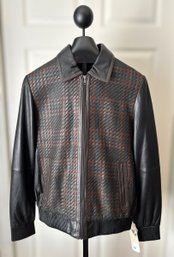 Men's Scully Genuine Leather Black W/ Red Woven Front Jacket - Size M