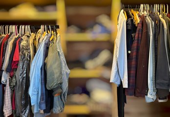Large Collection Of Mens Size L Long-sleeve Button-up Shirts, Jackets, Dress Pants, & More