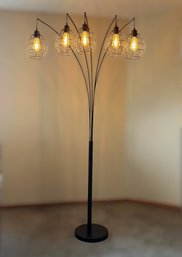 5 Light Arched Industrial Caged Metal Floor Lamp