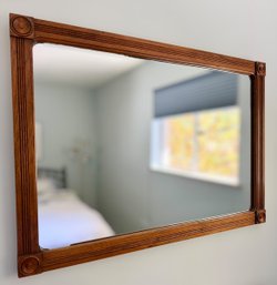 Carved Wooden Frame Wall Mirror With Rosette Corner Accents(33.5'L X 23'W)