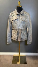 Women's Scully Genuine Leather Distressed Grey Utility Jacket - Size XXL