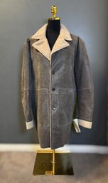 Scully Men's Long Grey Suede Coat Featuring Sherpa Lining Size XXL