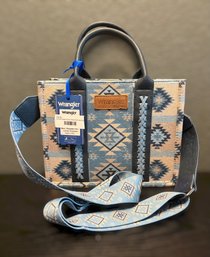 Wrangler Blue Aztec Southwest Print Tote Bag With Adjustable Crossbody Strap