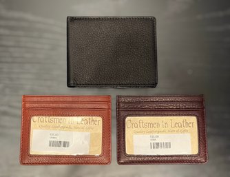 Lot Of Three Leather Wallets Featuring Black Bifold Wallet And Two Card Wallet - Lot 2