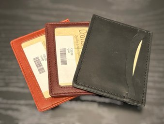 Lot Of 3 Genuine Leather Card Wallets In Brown Black And Tan- Lot 9
