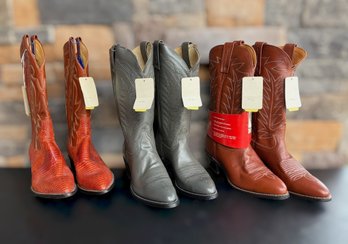Lot Of 3 Pair Embroidered Leather Western Cowboy Boots Size 8 - Lot 2
