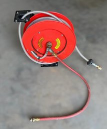 Lincoln 83754 Value Series Retractable Air Hose Reel Featuring A Red Steel Body & A 50-foot Hose