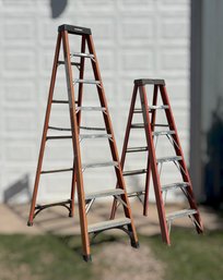 8 Foot & 6 Foot Fiberglass Step Ladders - Set Of 2