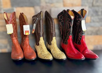 Lot Of 3 Pairs Panhandle Slim Western Leather Boots Size 10D 10B & 9D - Lot 6