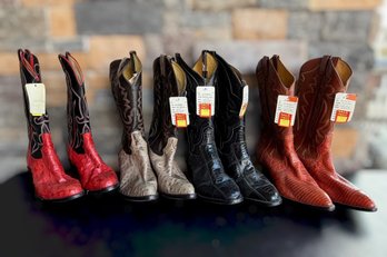 Great Lot Of 4 Pairs Western Cowboy Boots In Ostrich And Lizard Styles Sizes 10D & 10E - Lot 7