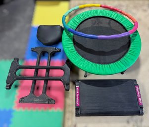 Home Fitness Accessory Collection With Mini Trampoline, Aerobic Step, Weighted Hula Hoop & Exercise Equipment