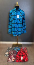 Miller Western Wear Plaid Flannel Button-up Long-sleeve Shirts - Lot Of 6