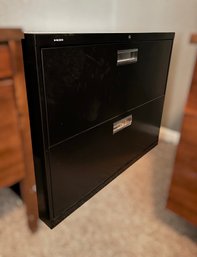 HON Black Lateral Two-drawer Filing Cabinet (Key NOT Included)