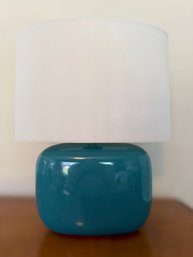 Turquoise Rectangular Table Lamp With White Shade