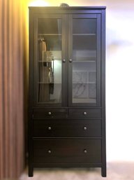Solid Wood Black 4 Drawer Ikea Hemnes 4 Shelf Cabinet W/ Glass Doors