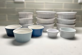 Collection Of Ceramic Ramekins Featuring Corning Ware, Pier 1, Dowan, & Carlisle