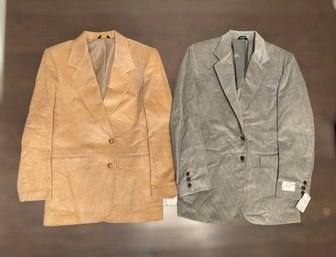 Vintage Western-style Corduroy Blazers With Front Flap Pockets And Pointed Yoke Detailing