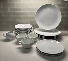 Studio Nova Y0104 Tivoli White Ceramic Dinner Set Featuring Plates, Bowls, Mugs, & A Pitcher