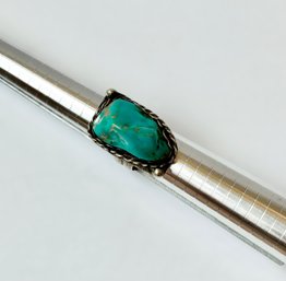 Amazingly Rare Large Genuine Bisbee Mine Turquoise Ring W/ Sterling Silver Band - Mined In The Early 1900's