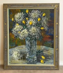 Wonderful J. Pohr Floral Oil Painting In Beautiful Wood Frame