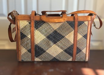 Vintage Leather And Silk Messenger Bag
