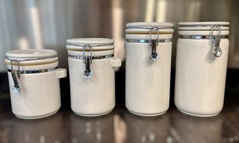 White Ceramic Kitchen Canister Set Of 4
