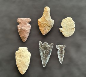Impressive Collection Of Native American Arrowheads- Lot Of  6