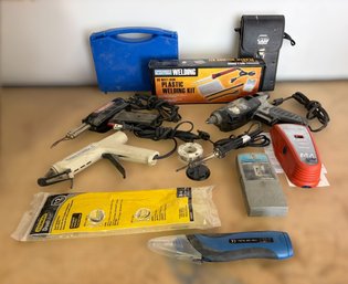 Useful Variety Of Plastic Welding And Soldering Tools Plus Analog Clamp Meter, Stud Finder & More