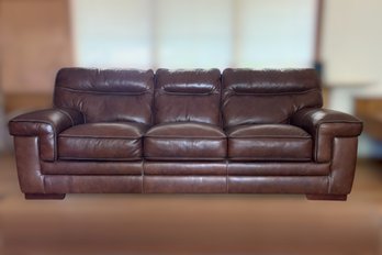 Brambil Brown Real Leather 3-Seat Sofa
