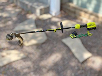 Ryobi 40V Attachment Capable String Trimmer Featuring Battery, Charger, And Replacement Line