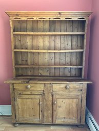 Vintage One-piece Tall Knotty Pine Hutch