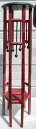 Antique  Red Art Nouveau Style/Arts & Crafts Period Wooden Plant Stand