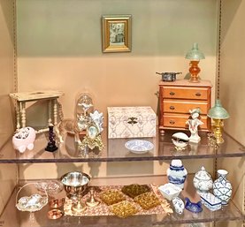Approximately 36 Assorted Pieces Of Miniature Dollhouse Furniture & Furnishings