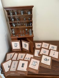 Dollhouse Miniature Colonial American Pewter Tableware And Hutch