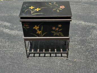 Hand-painted Storage Chest On Metal Base