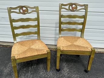 Pair Of Rushed Seated Chairs