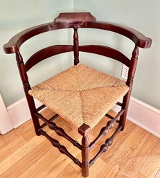 Antique 1 0f 2 Rush Seat Corner Arm Chairs