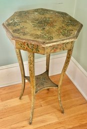 Antique Upright Painted Table With Lift-top Compartment