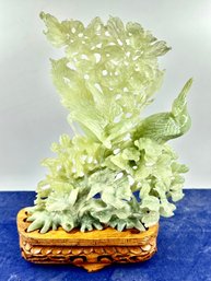 Vintage Ornately-Carved Serpentine/Jade-Style Sculpture